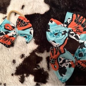 Mama tried cow hide print nylon baby bow